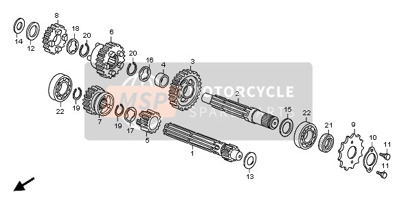 Honda CRF70F 2010 Transmisión para un 2010 Honda CRF70F