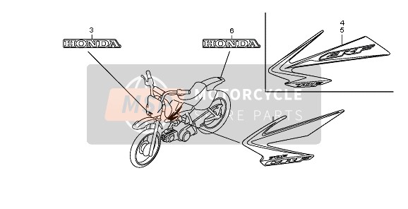 Honda CRF70F 2010 Raya & Marca para un 2010 Honda CRF70F