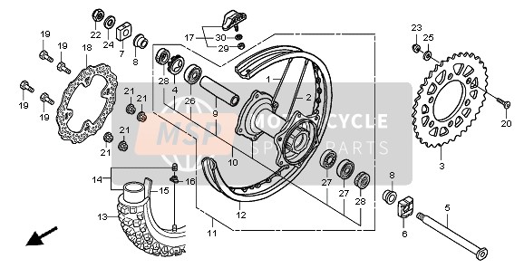 Honda CRF250R 2010 REAR WHEEL for a 2010 Honda CRF250R