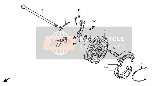 Honda CRF50F 2011 Panel de freno trasero para un 2011 Honda CRF50F