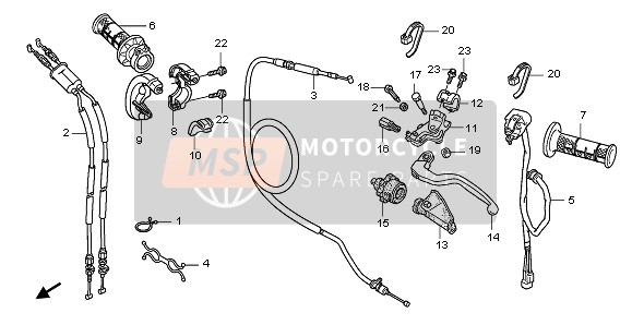 Honda CRF250R 2011 Leva della maniglia & Interruttore & Cavo per un 2011 Honda CRF250R