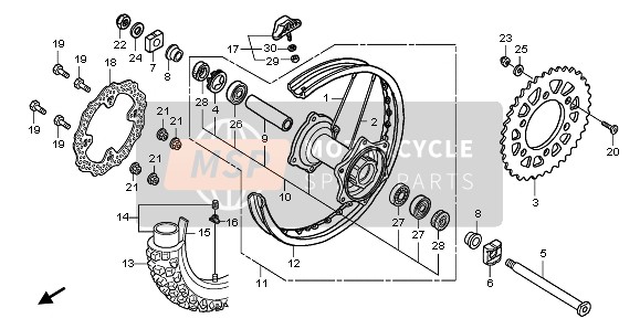 Honda CRF250R 2011 Ruota posteriore per un 2011 Honda CRF250R