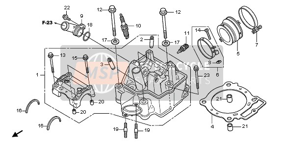 Honda CRF450R 2011 Cilinderkop voor een 2011 Honda CRF450R