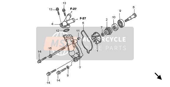 Honda CRF450X 2011 Pompa dell'acqua per un 2011 Honda CRF450X