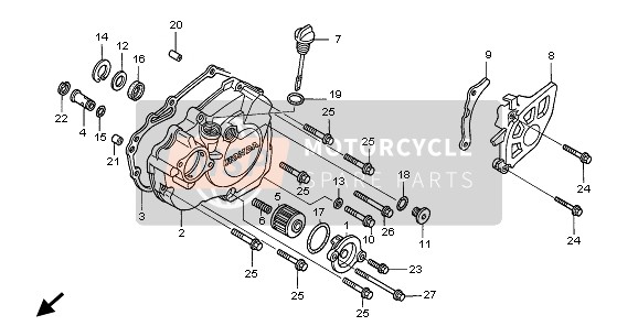 Honda CRF450X 2011 L. CRANKCASE COVER for a 2011 Honda CRF450X