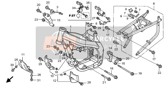 Honda CRF450X 2011 Frame voor een 2011 Honda CRF450X