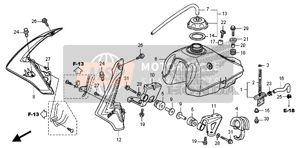 Honda CRF125FB-LW 2014 Depósito de combustible para un 2014 Honda CRF125FB-LW