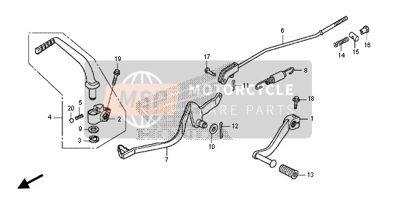 Honda CRF125FB-LW 2014 Pedaal voor een 2014 Honda CRF125FB-LW