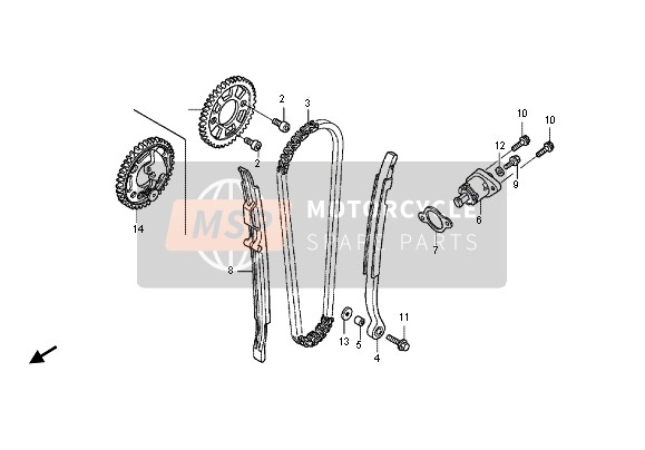 Honda CRF450X 2012 Cadena de leva & Tensor para un 2012 Honda CRF450X