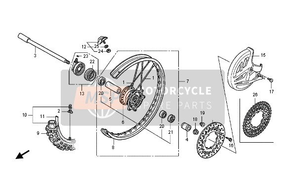 Honda CRF450X 2012 FRONT WHEEL for a 2012 Honda CRF450X