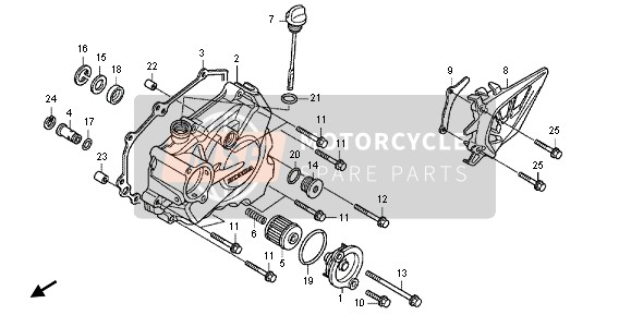 Honda CRF250R 2013 L. Couvercle de carter pour un 2013 Honda CRF250R