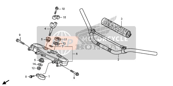 Honda CRF250X 2013 Mango de tubo & Puente superior para un 2013 Honda CRF250X