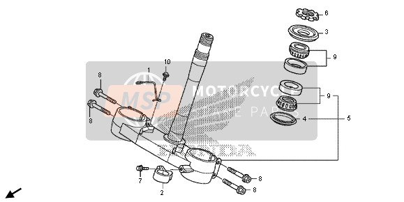 Honda CRF250X 2013 Vástago de dirección para un 2013 Honda CRF250X