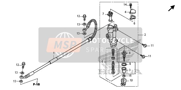 Honda CRF450R 2013 REAR BRAKE MASTER CYLINDER for a 2013 Honda CRF450R