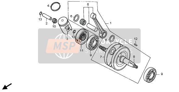 Honda CR85R-SW 2004 Albero motore per un 2004 Honda CR85R-SW