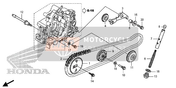 Honda CRF110F 2014 Cadena de leva & Tensor para un 2014 Honda CRF110F