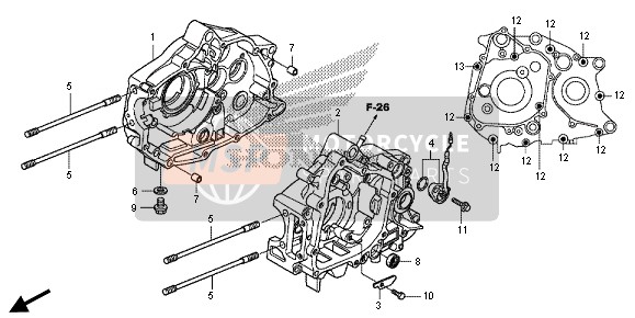 Honda CRF110F 2014 CRANKCASE for a 2014 Honda CRF110F