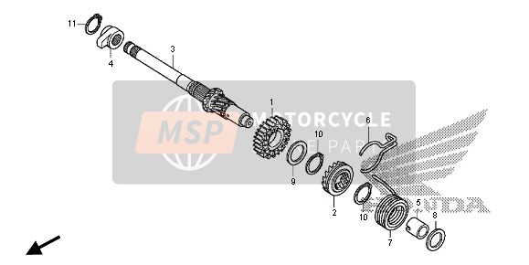 Honda CRF110F 2014 KICK STARTER SPINDLE for a 2014 Honda CRF110F