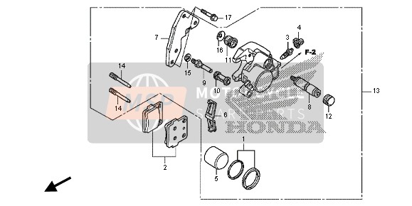 Honda CRF150RB-LW 2014 FRONT BRAKE CALIPER for a 2014 Honda CRF150RB-LW