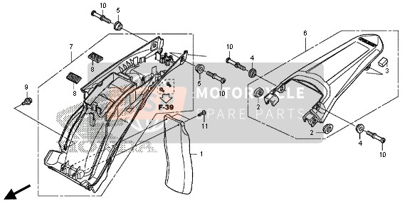 Honda CRF250M 2014 Garde-boue arrière pour un 2014 Honda CRF250M