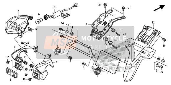 Honda CRF250M 2014 TAILLIGHT for a 2014 Honda CRF250M