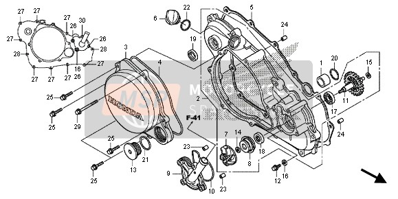 Honda CRF250R 2014 R. Couvercle de carter & Pompe à eau pour un 2014 Honda CRF250R