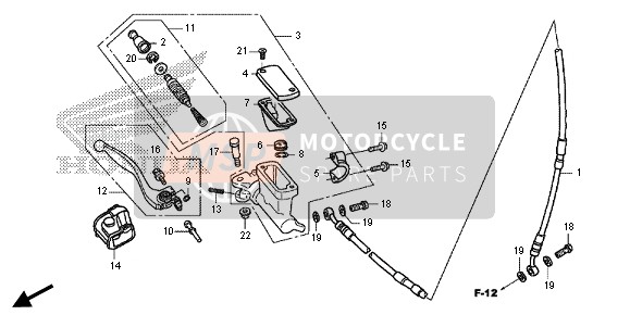 Honda CRF250R 2014 FR. Maître-cylindre de frein pour un 2014 Honda CRF250R