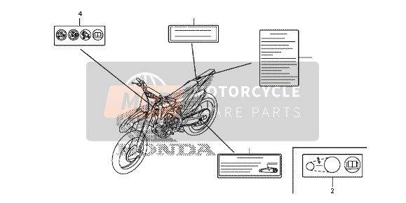 Honda CRF250R 2014 CAUTION LABEL for a 2014 Honda CRF250R