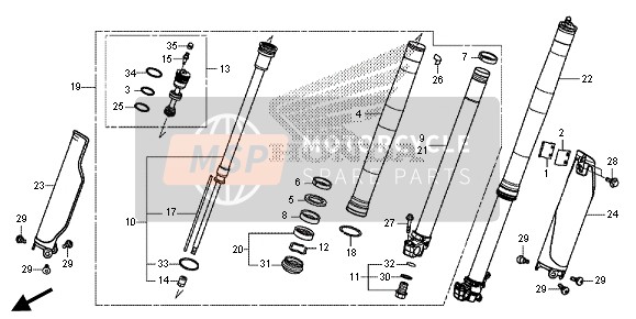 51580MENA82, Fork Sub Assy., L. Fr., Honda, 0