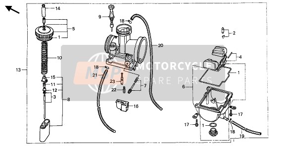 Honda CR250R 1985 Carburatore per un 1985 Honda CR250R