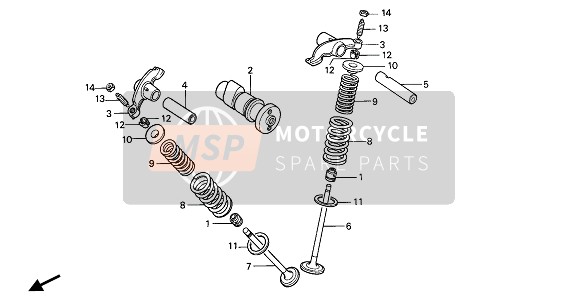 Honda XR80R 1985 Nokkenas & Klep voor een 1985 Honda XR80R