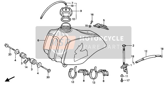 Honda XR250R 1985 FUEL TANK for a 1985 Honda XR250R