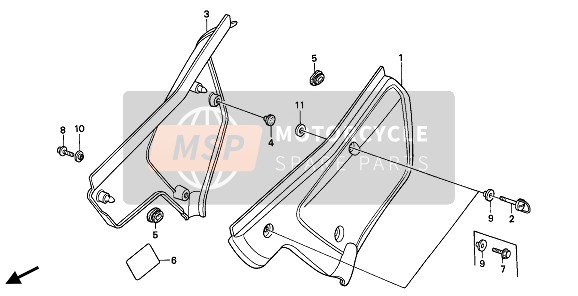 Honda XR250R 1985 Cubierta lateral para un 1985 Honda XR250R