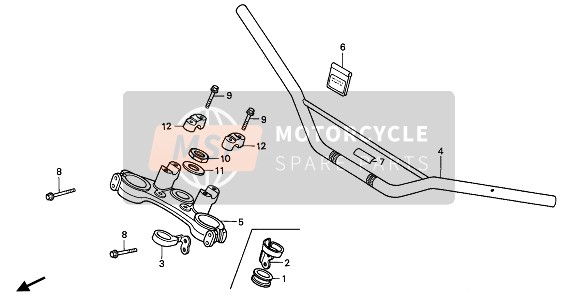 Honda XR600R 1985 Maniglia tubo & Ponte superiore per un 1985 Honda XR600R