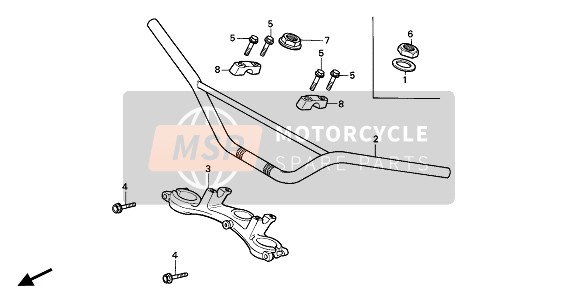 Honda CR80R2 1986 Tuyau de poignée & Pont supérieur pour un 1986 Honda CR80R2