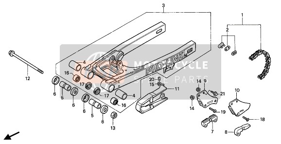 Honda CR80R2 1986 Horquilla trasera para un 1986 Honda CR80R2