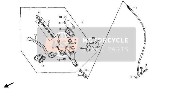 Honda CR80R 1986 FR. BRAKE MASTER CYLINDER for a 1986 Honda CR80R