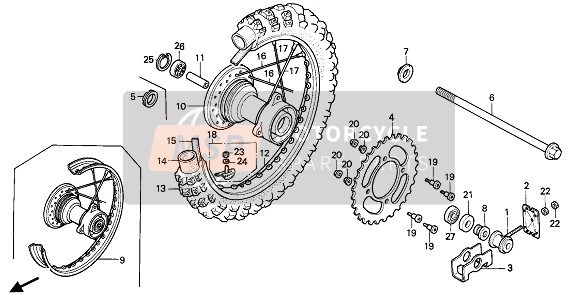 428B0GC4600, Spoke Set B, Rr., Honda, 1