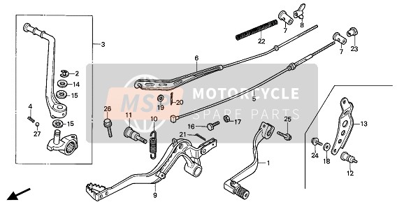 Honda CR80R 1986 Pedaal voor een 1986 Honda CR80R