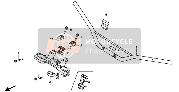 Honda XR600R 1986 Maniglia tubo & Ponte superiore per un 1986 Honda XR600R