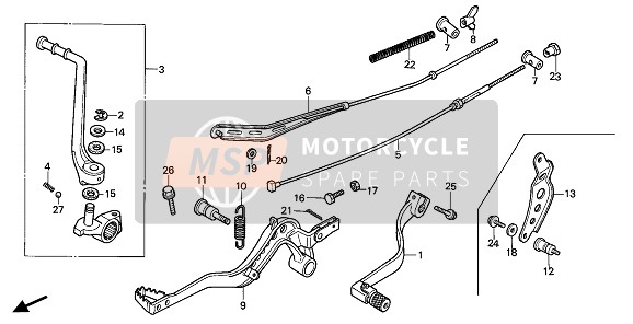 Honda CR80R 1987 Pedaal voor een 1987 Honda CR80R