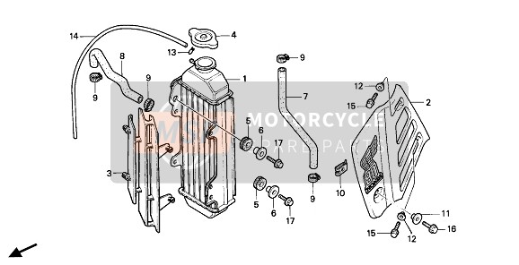 Honda CR80R 1987 RADIATOR for a 1987 Honda CR80R