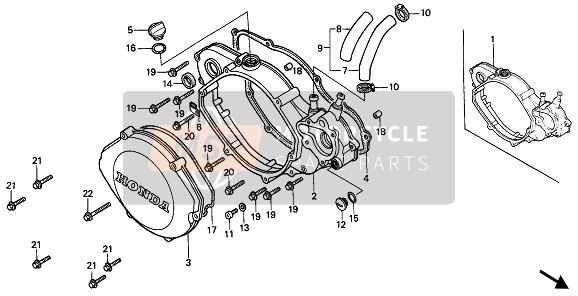 Honda CR250R 1987 RECHTE KURBELGEHÄUSEABDECKUNG für ein 1987 Honda CR250R