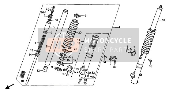 Honda XR600R 1987 FRONT FORK for a 1987 Honda XR600R