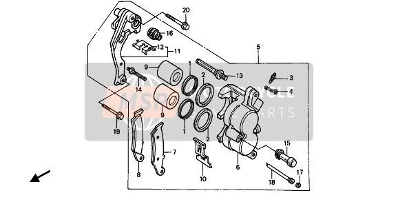 Honda CR250R 1988 FRONT BRAKE CALIPER for a 1988 Honda CR250R