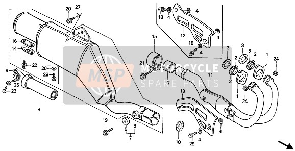 Honda XR250R 1989 SCHALLDÄMPFER für ein 1989 Honda XR250R