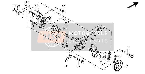 Honda XR250R 1997 Bomba de aceite para un 1997 Honda XR250R