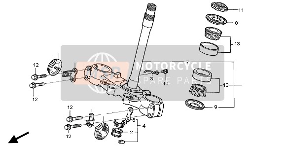 Honda XR250R 1997 STEERING STEM for a 1997 Honda XR250R