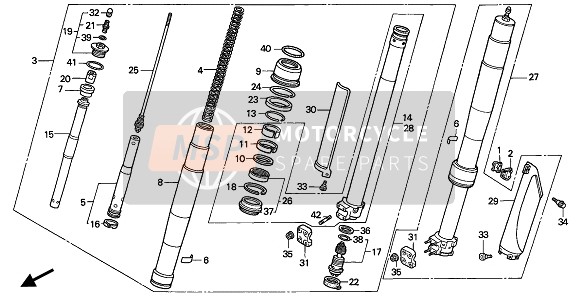 Honda CR500R (2) 1990 Tenedor frontal para un 1990 Honda CR500R (2)