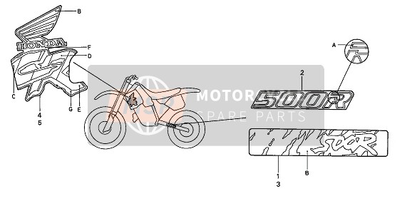 Honda CR500R (2) 1990 Sticker voor een 1990 Honda CR500R (2)